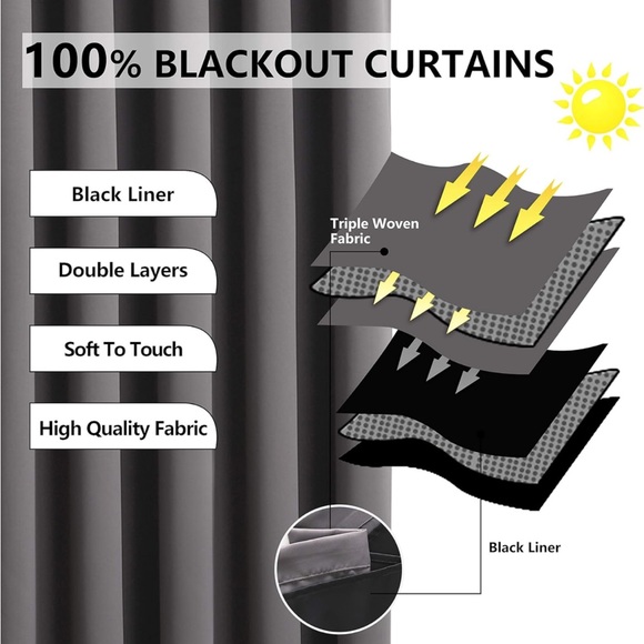 100% Thermal Blackout Curtains - Grey, 52 x 45 inch, Single - Picture 4 of 6